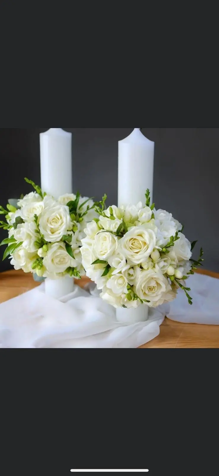 Lumânare de nuntă 6 - Buchet cu flori în tonuri pastel, pentru o notă de rafinament